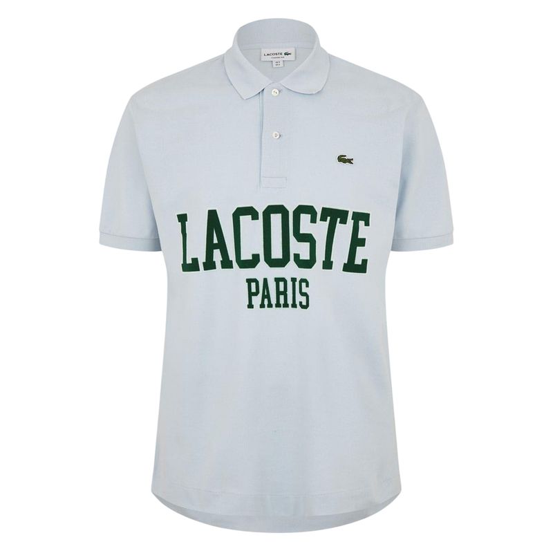 Lacoste Mens Paris Lettering Regular Polo Shirt  Blue